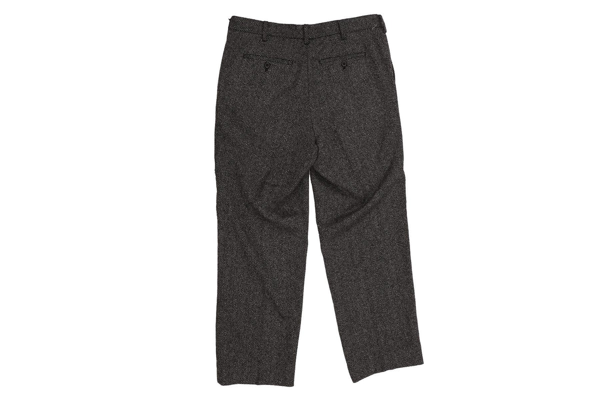 BLACK MEN'S WOOL STRAIGHT LEG PANTS
