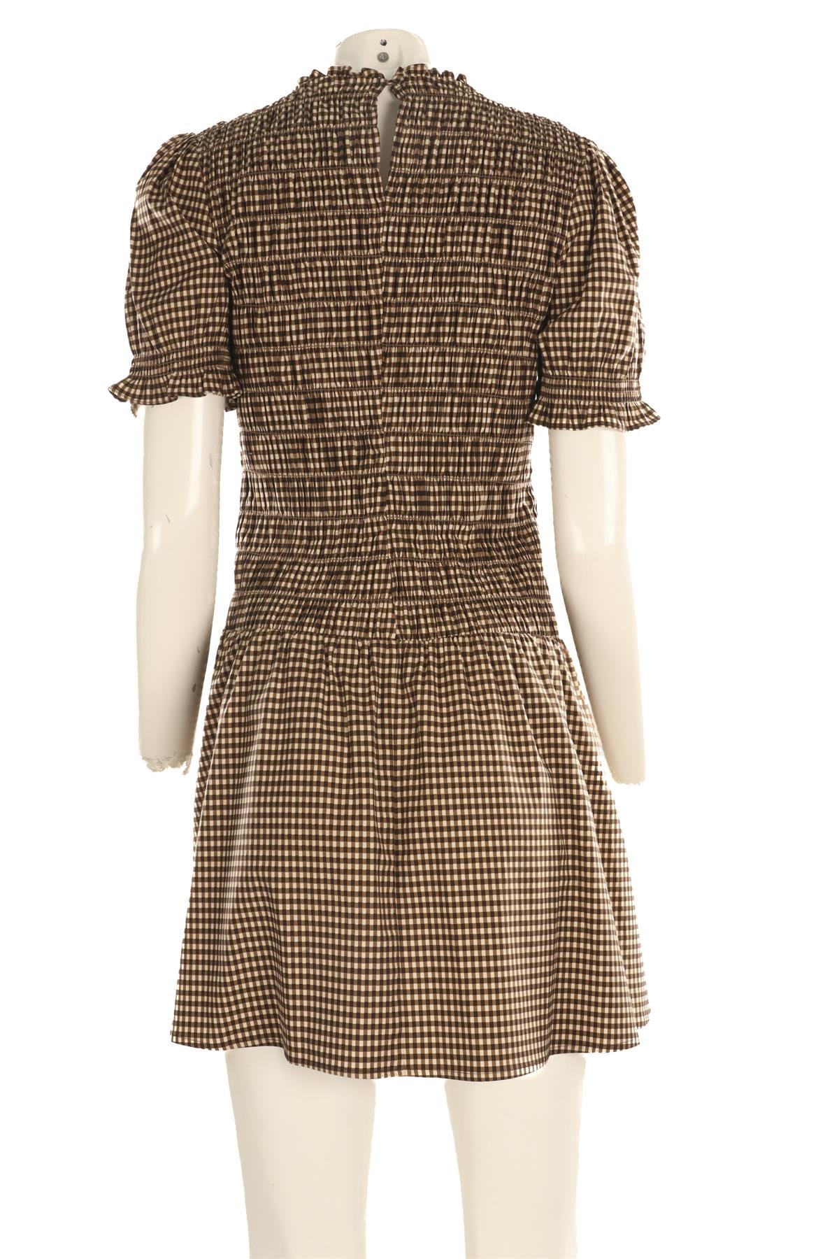 REFORMATION BROWN COTTON MINI DRESS UK 10