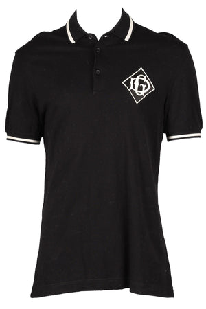 DOLCE & GABANNA BLACK MEN'S COTTON POLO SHIRT IT 48 UK/US CHEST 38