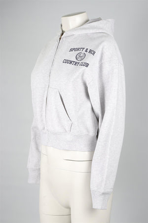 SPORTY & RICH GREY COTTON HOODIE SMALL