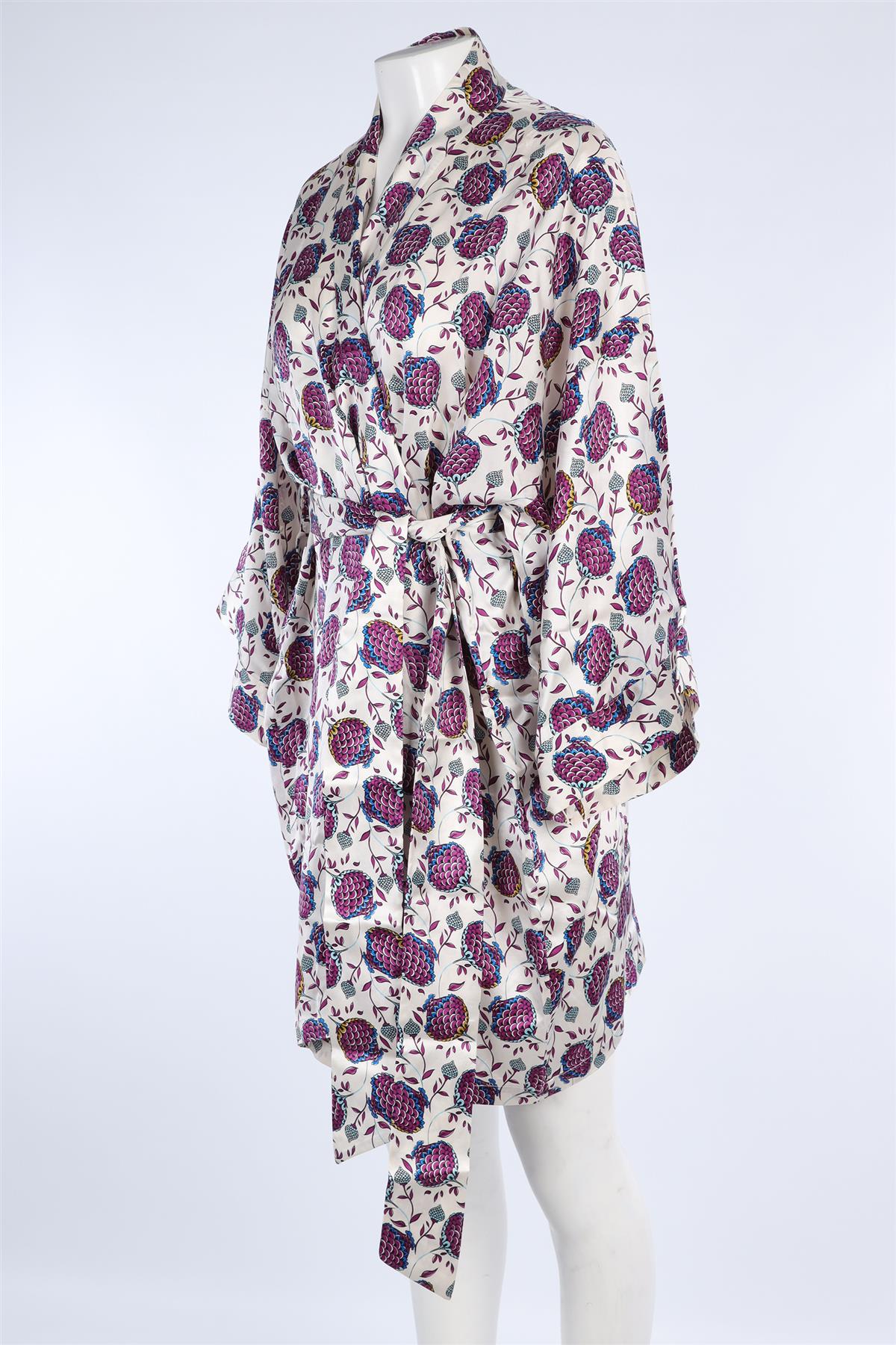 OLIVIA VON HALLE WHITE SILK ROBE ONE SIZE
