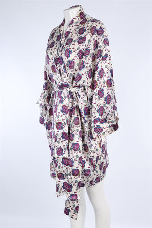 OLIVIA VON HALLE WHITE SILK ROBE ONE SIZE