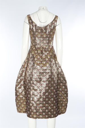 SIMONE ROCHA GOLD SILK MAXI DRESS UK 4