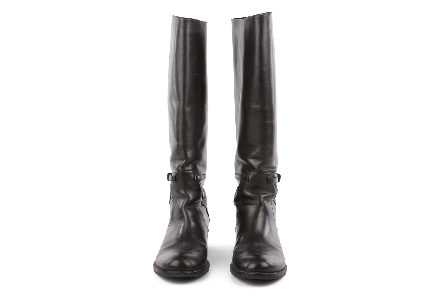 BOTTEGA VENETA BLACK LEATHER KNEE HIGH BOOTS EU 39.5 UK 6.5 US 9.5