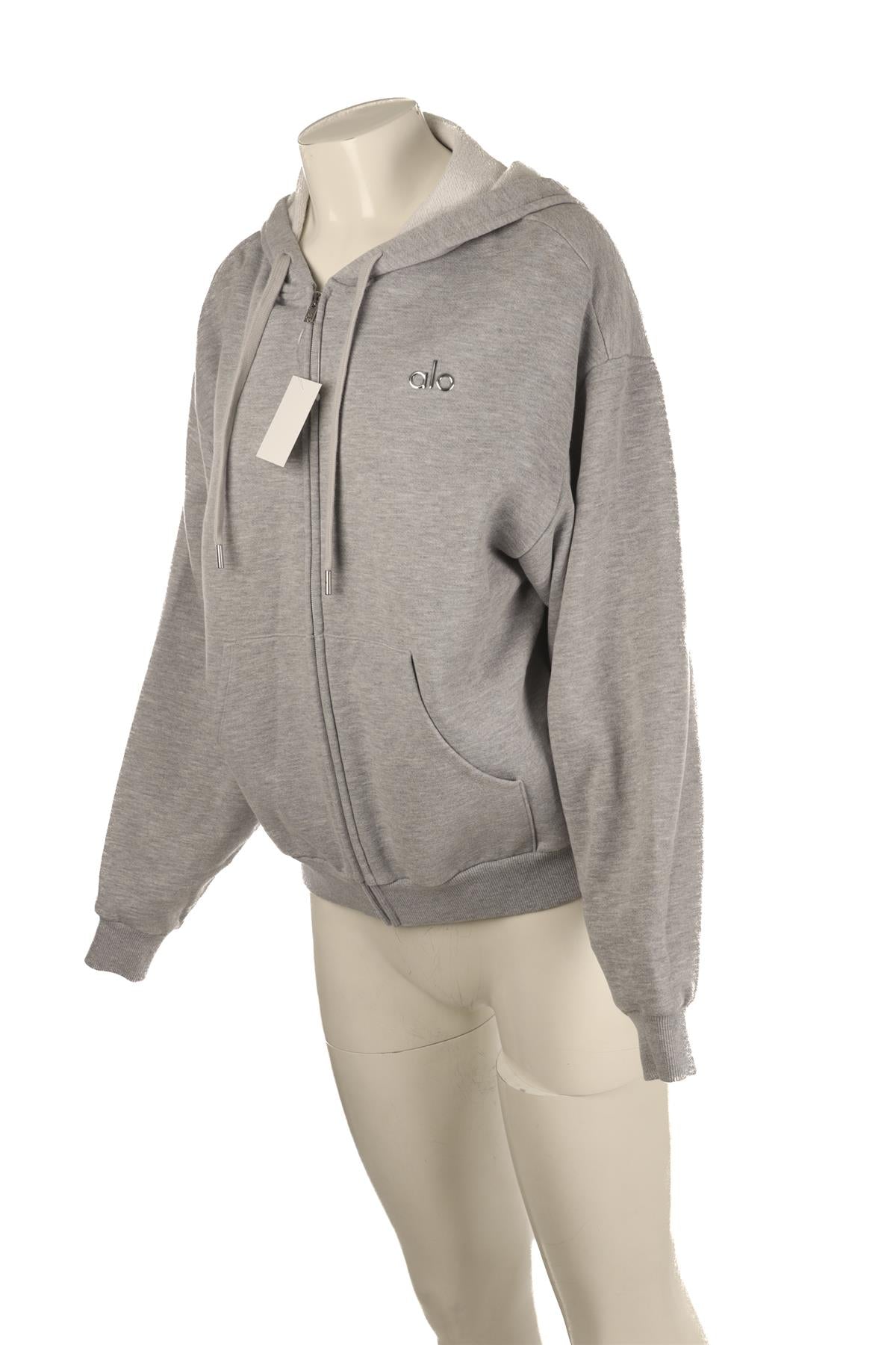 ALO YOGA GREY COTTON HOODIE XXSMALL