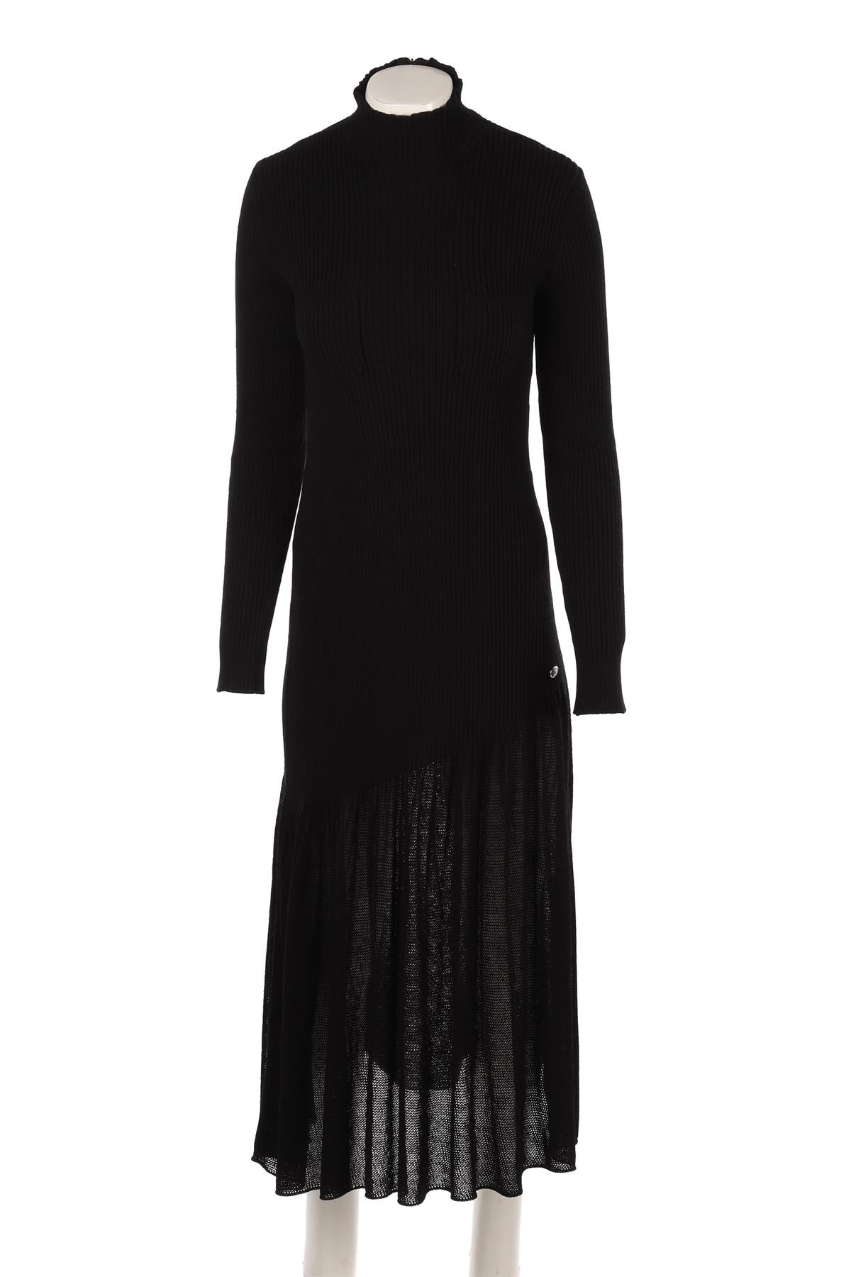 CHANEL BLACK 2025 WOOL MAXI DRESS FR 40 UK 12