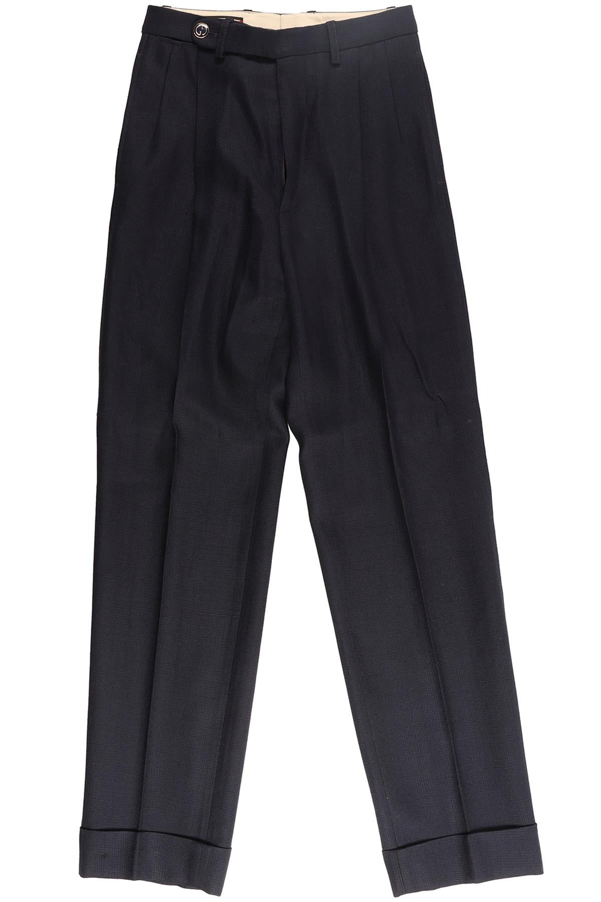 GUCCI BLUE WOVEN STRAIGHT LEG PANTS IT 38 UK 6