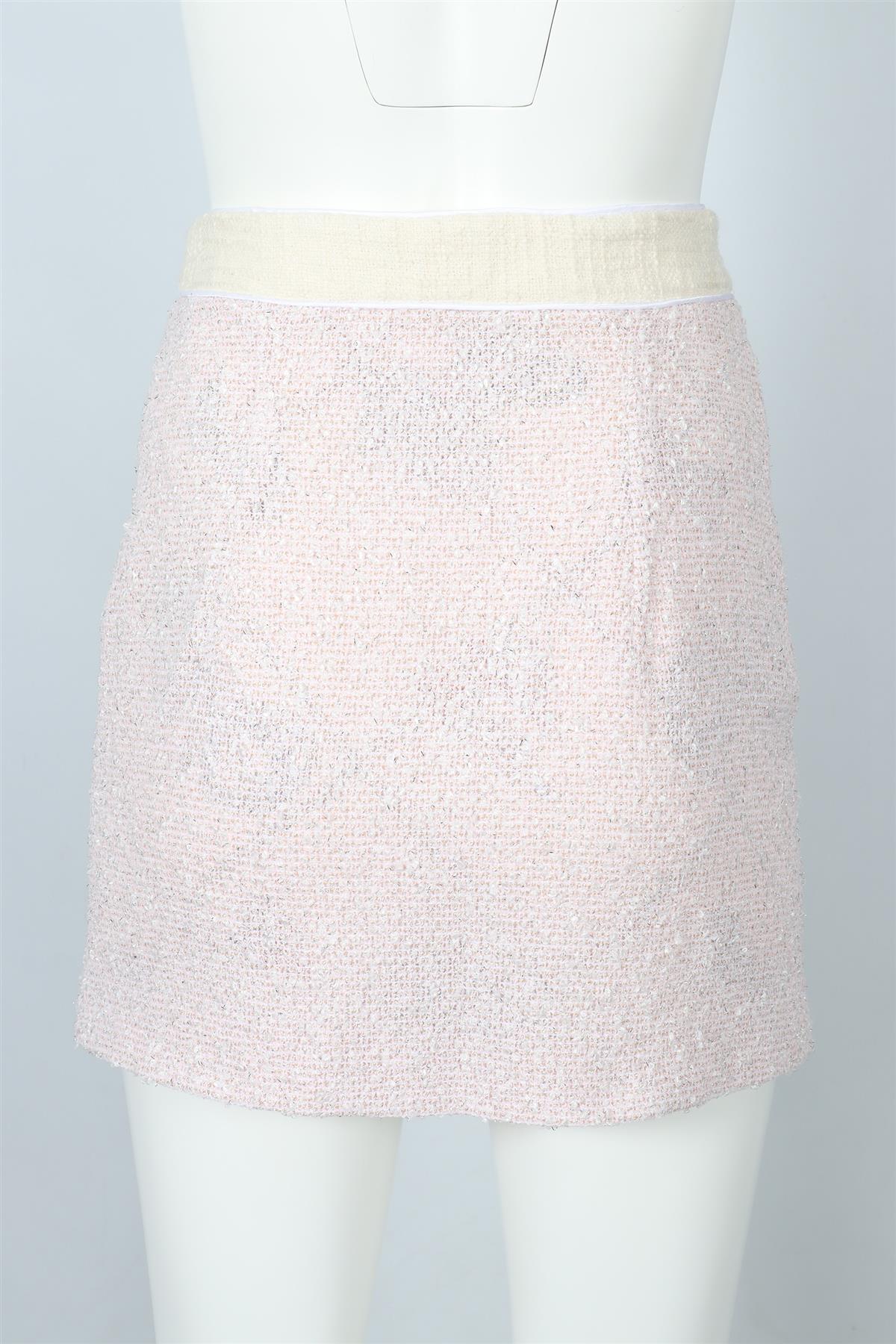 ALESSANDRA RICH PINK TWEED COTTON BLEND MINI SKIRT IT 38 UK 6