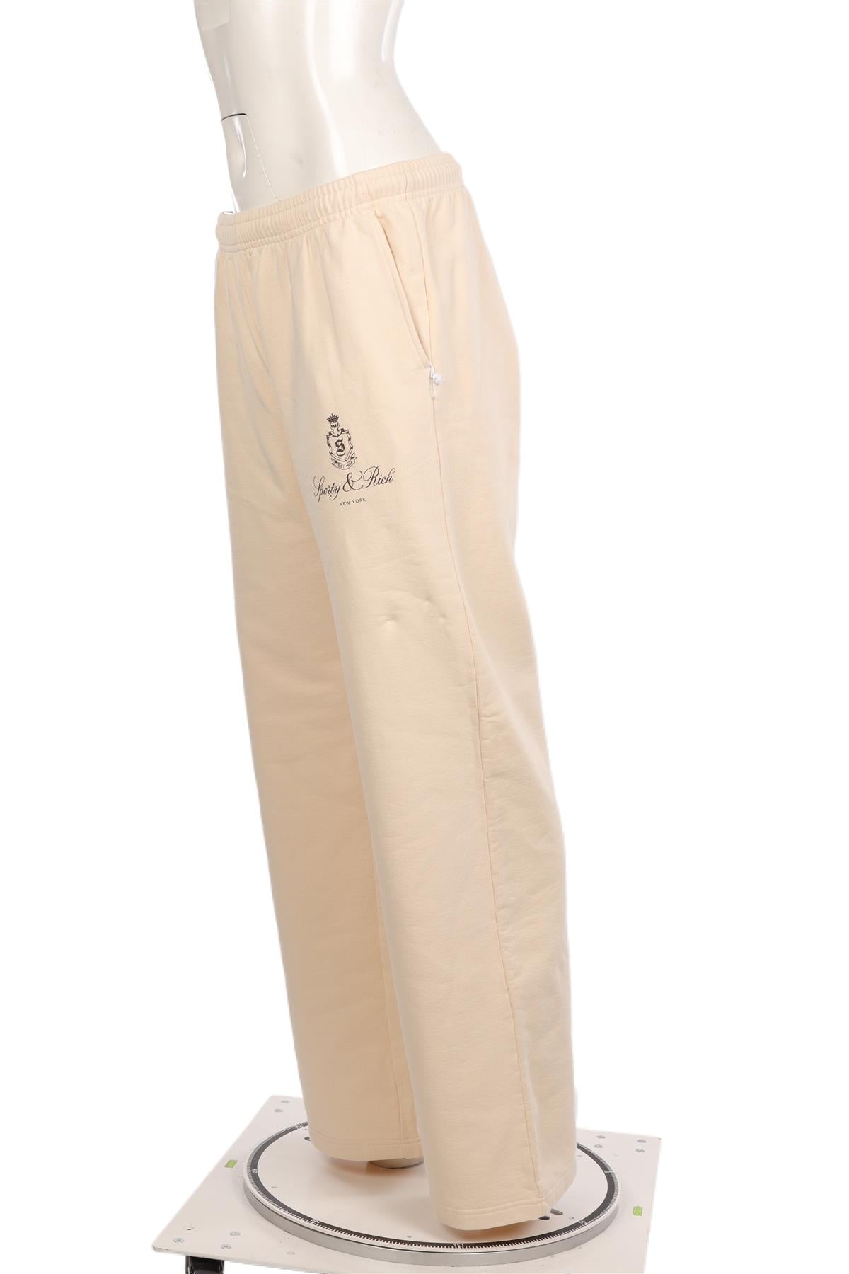 SPORTY & RICH CREAM COTTON TRACK PANTS LARGE