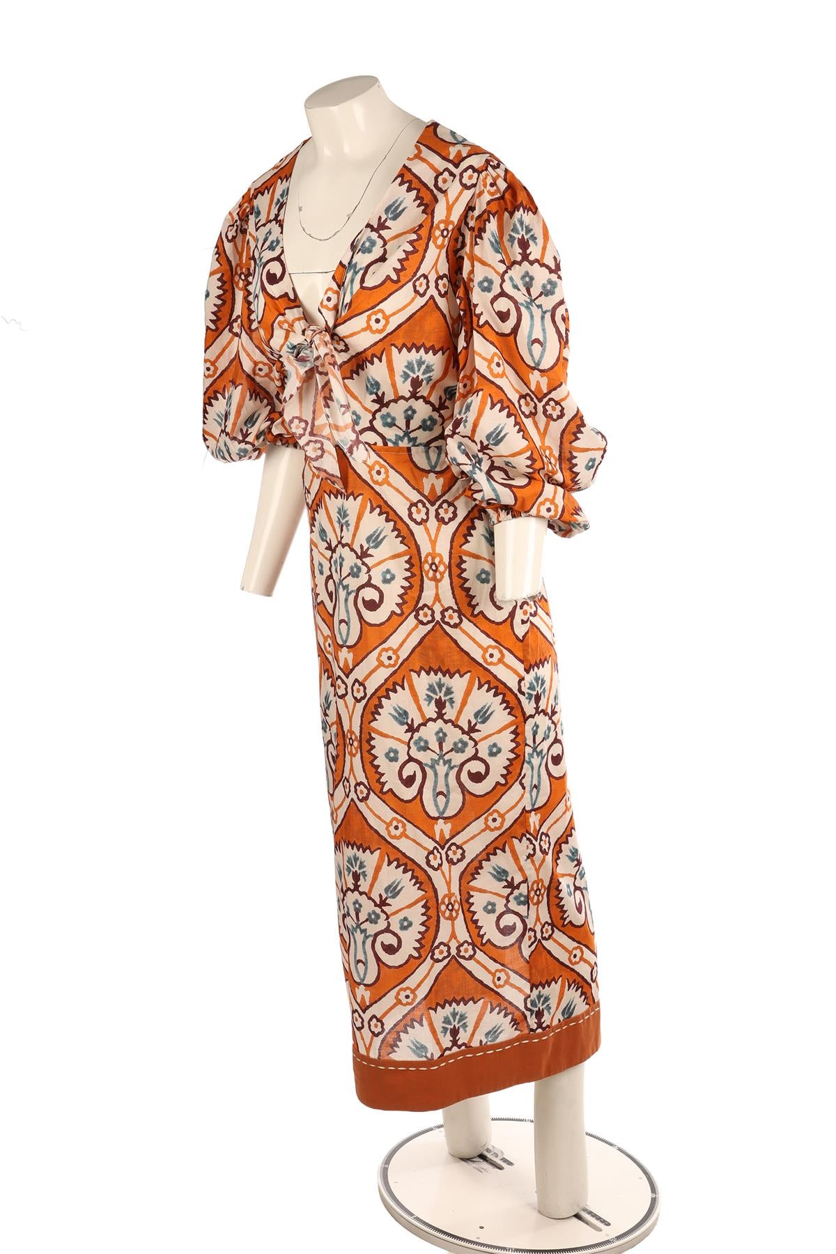 JOHANNA ORTIZ ORANGE COTTON MAXI DRESS US 6 UK 10
