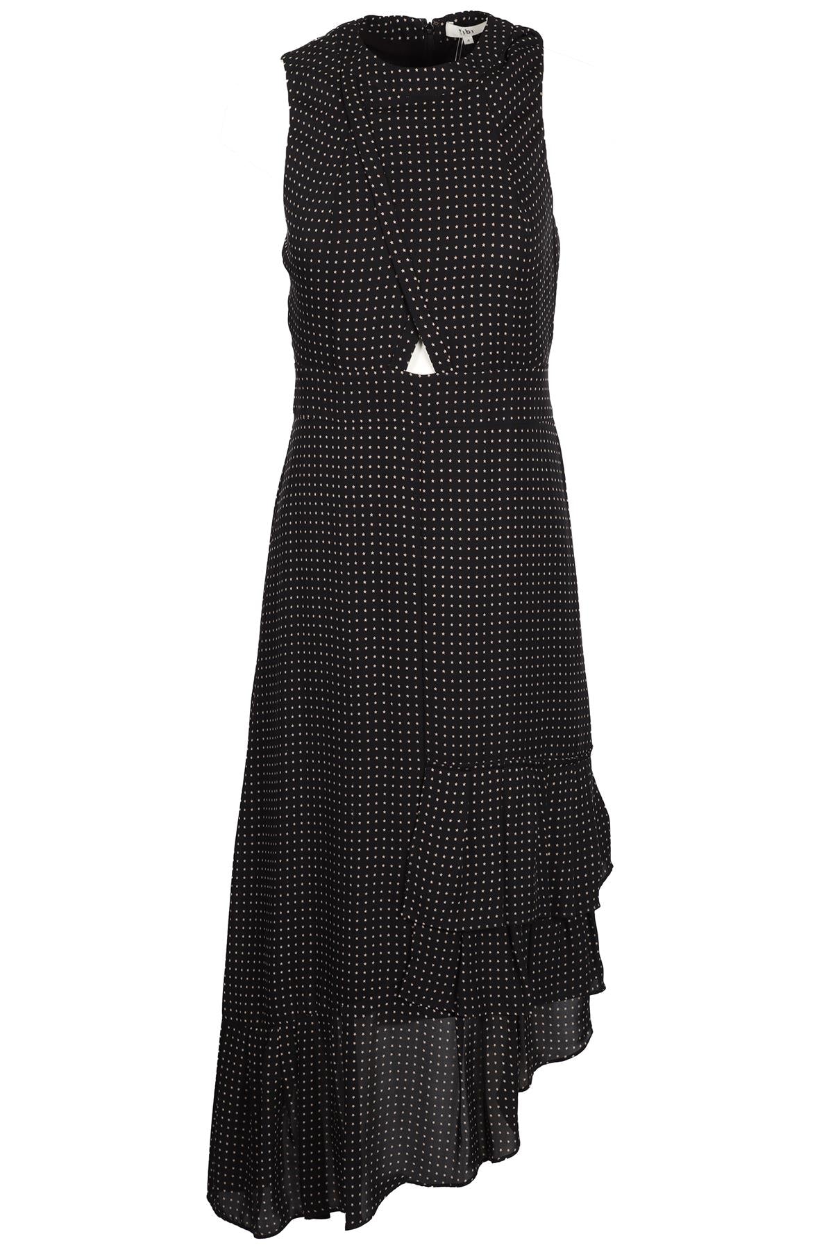 TIBI BLACK SILK MIDI DRESS US 4 UK 8