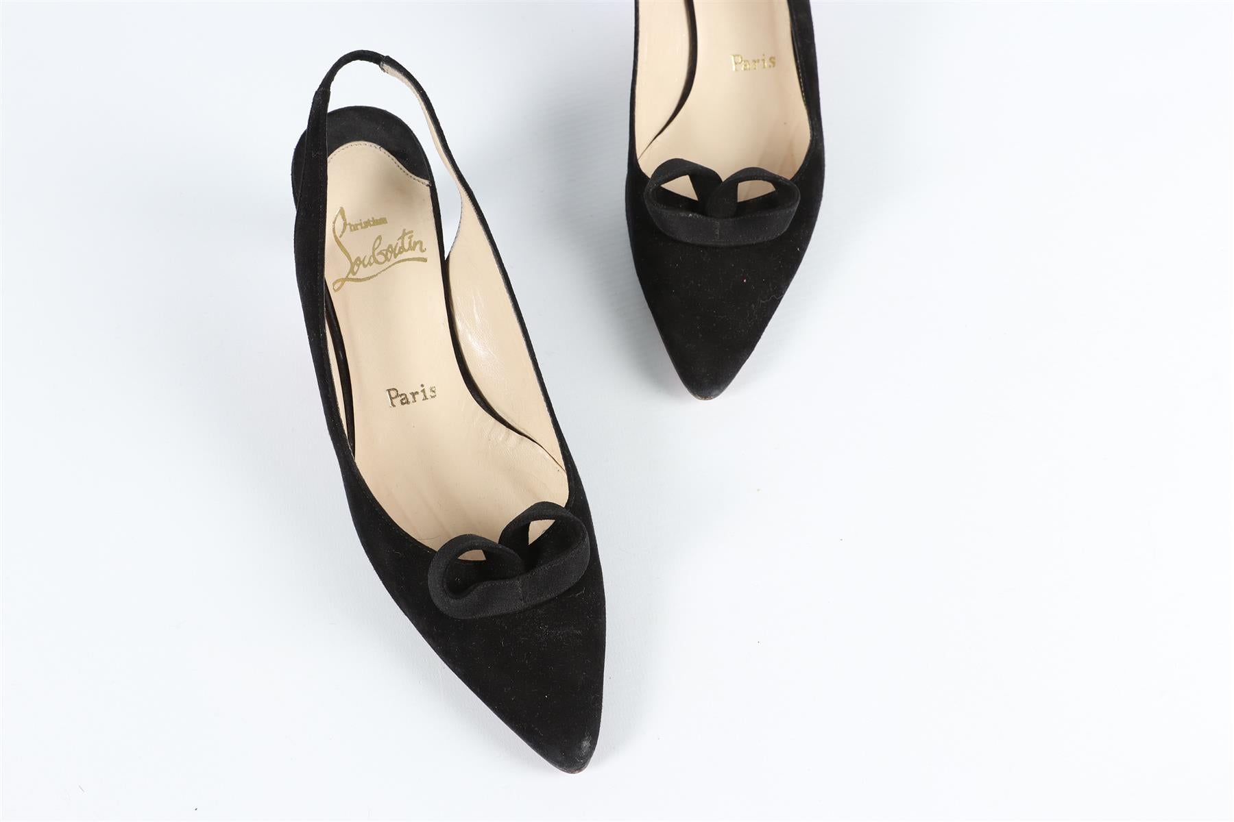 CHRISTIAN LOUBOUTIN BLACK SUEDE SLINGBACK PUMPS