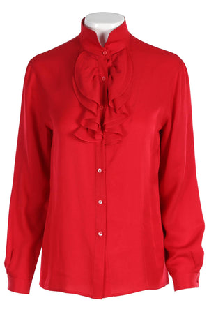 CHRISTIAN DIOR SEPERATES RED VINTAGE SILK SHIRT US 6 UK 10