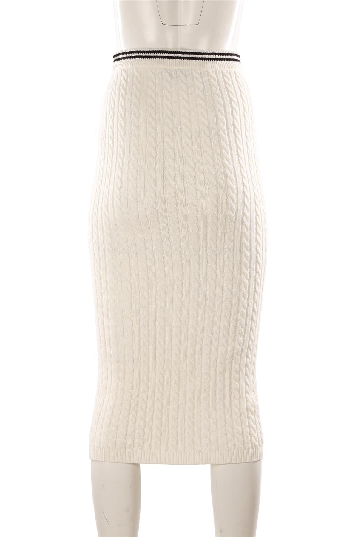 ALESSANDRA RICH CREAM COTTON MIDI SKIRT IT 40 UK 8