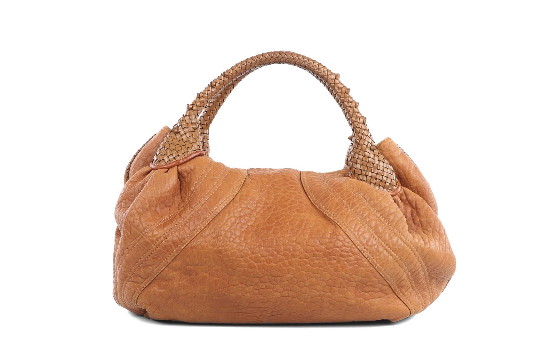 FENDI BROWN SPY FF ZUCCA LEATHER TOTE BAG