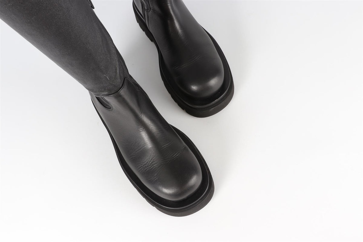 BOTTEGA VENETA BLACK LEATHER OVER THE KNEE BOOTS EU 39 UK 6 US 9