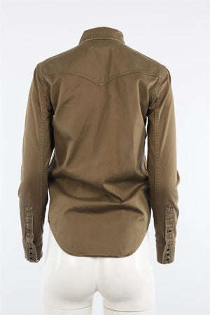 SAINT LAURENT GREEN COTTON SHIRT SMALL