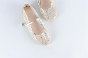 CHRISTIAN DIOR GOLD KIDS GIRLS LEATHER BALLET FLATS EU 27 UK 9 US 10