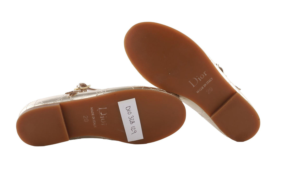CHRISTIAN DIOR GOLD KIDS GIRLS BALLET FLATS EU 29 UK 11 US 12