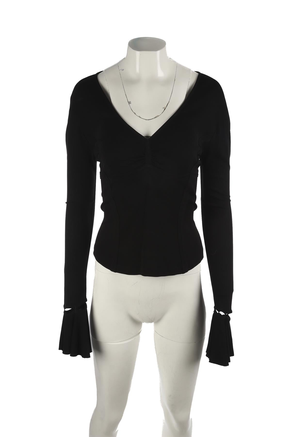 YVES SAINT LAURENT RIVE GAUCHE BLACK JERSEY TOP SMALL