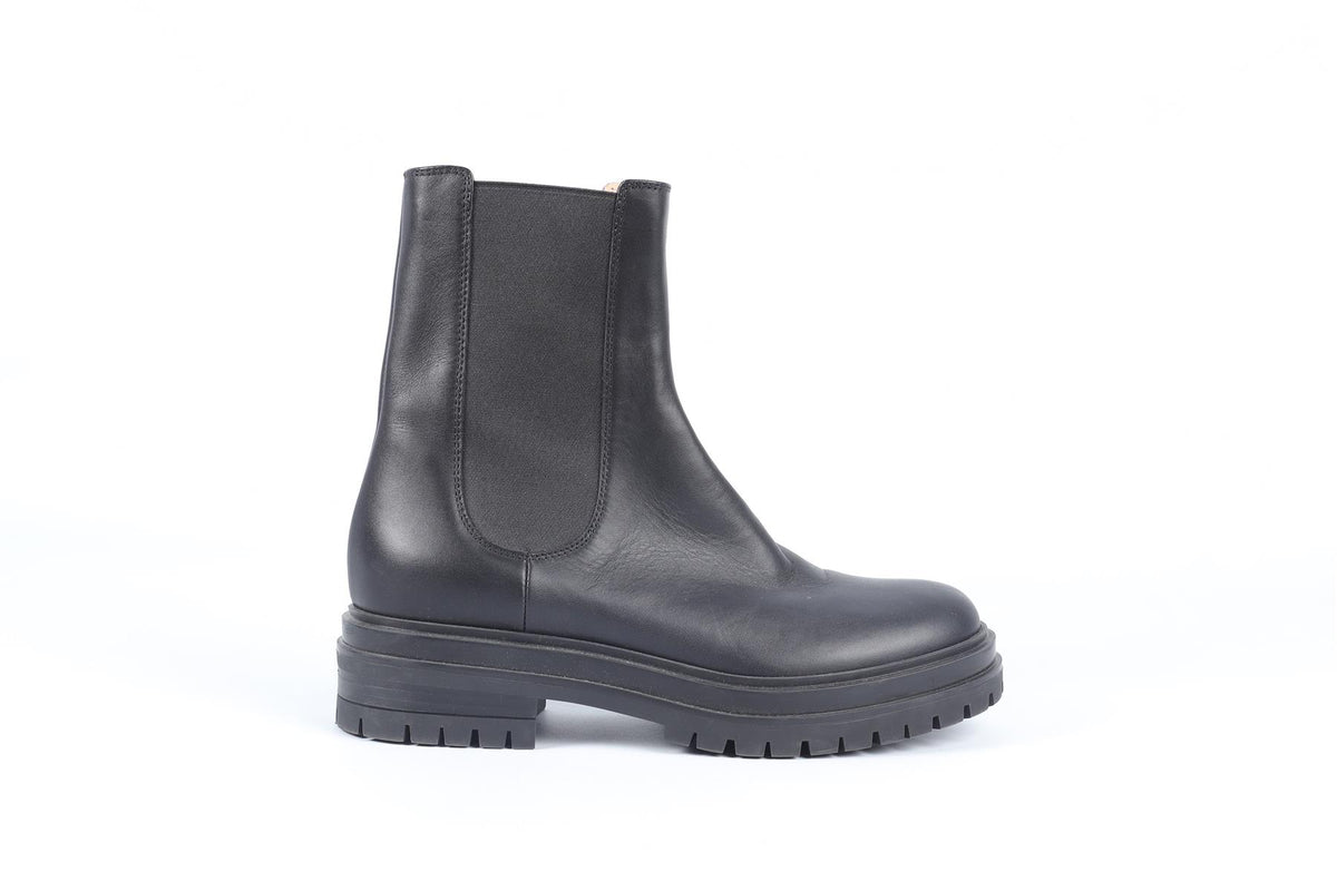 GIANVITO ROSSI BLACK LEATHER ANKLE BOOTS EU 37 UK 4 US 7