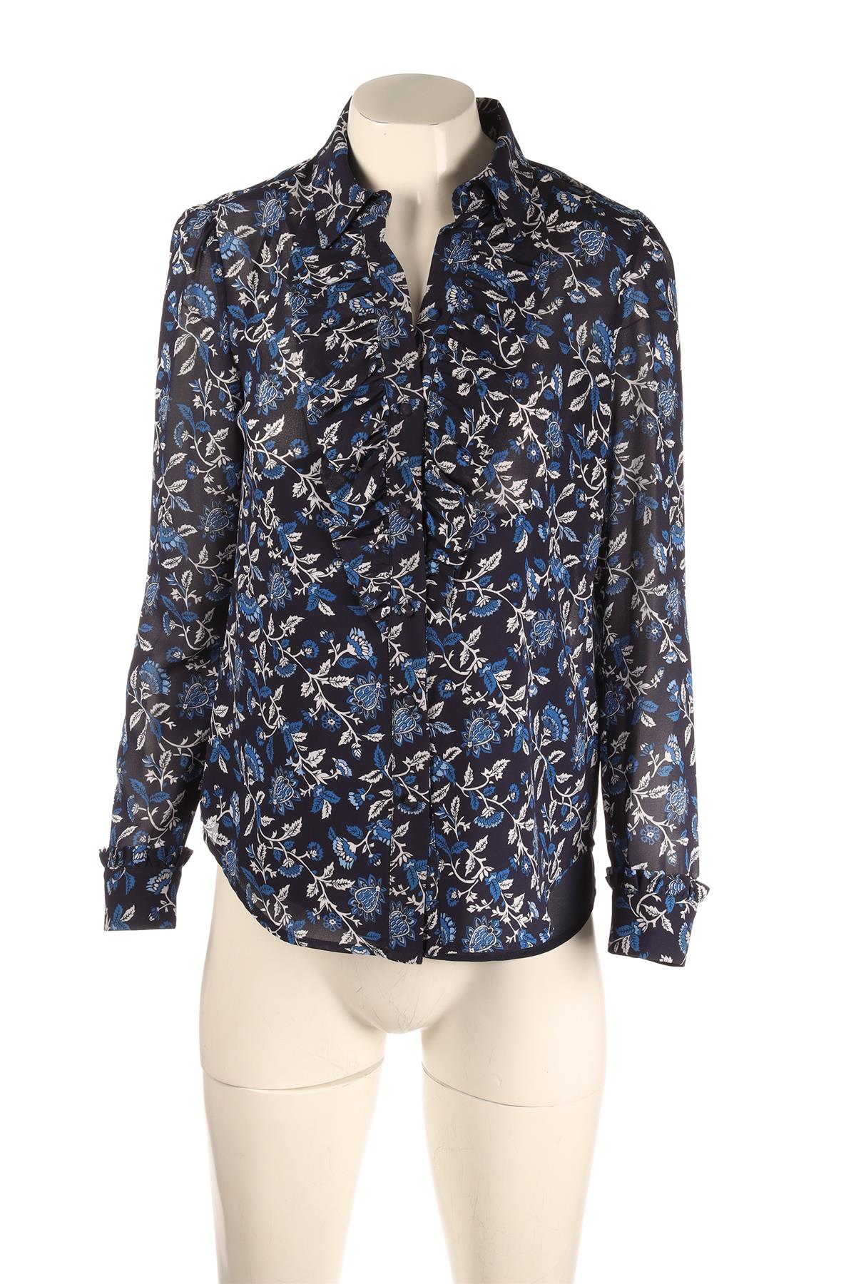 MICHAEL KORS COLLECT BLUE CREPE SHIRT SMALL