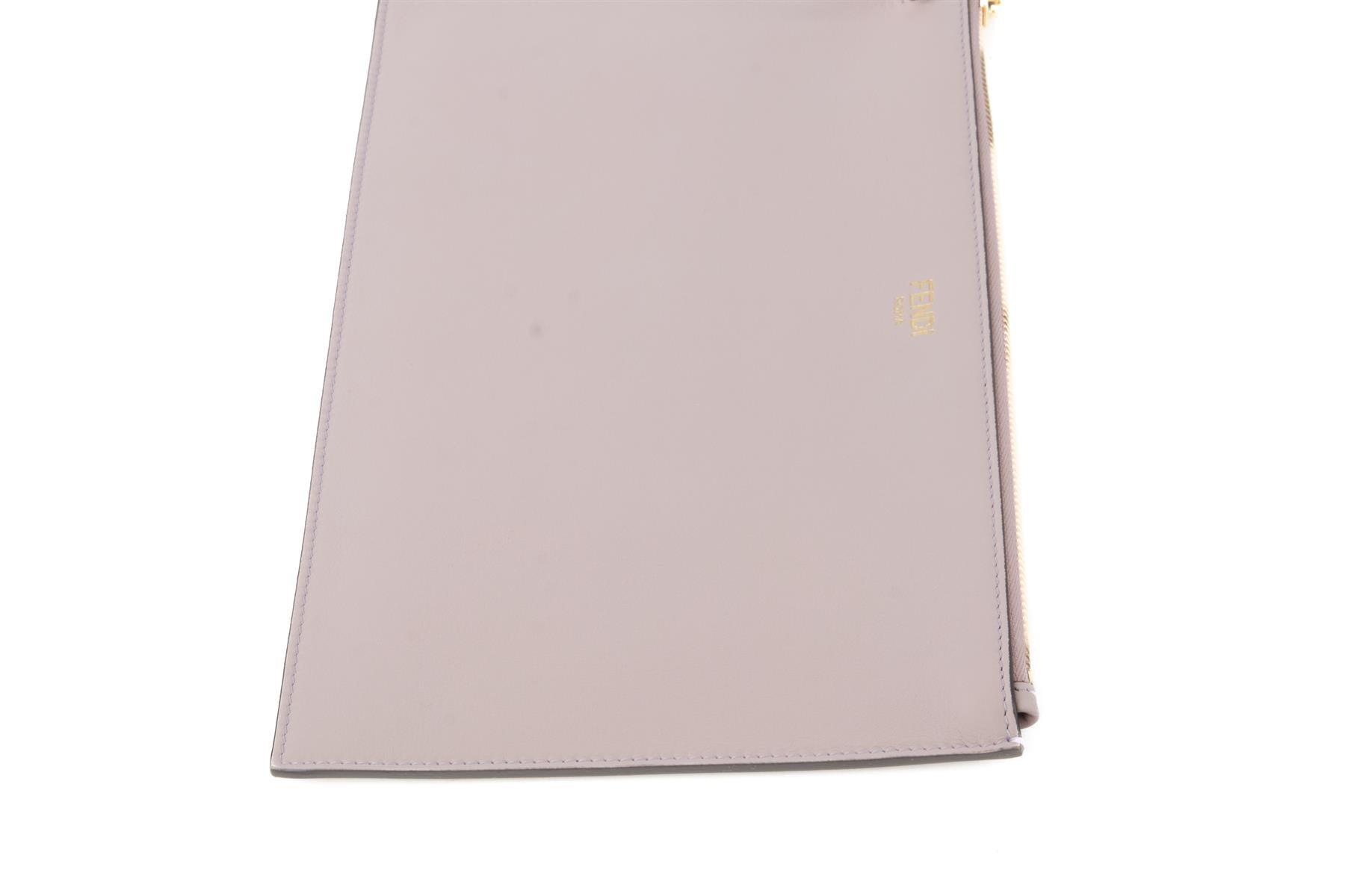 FENDI PINK 2025 FLAT POUCH MEDIUM LEATHER CLUTCH