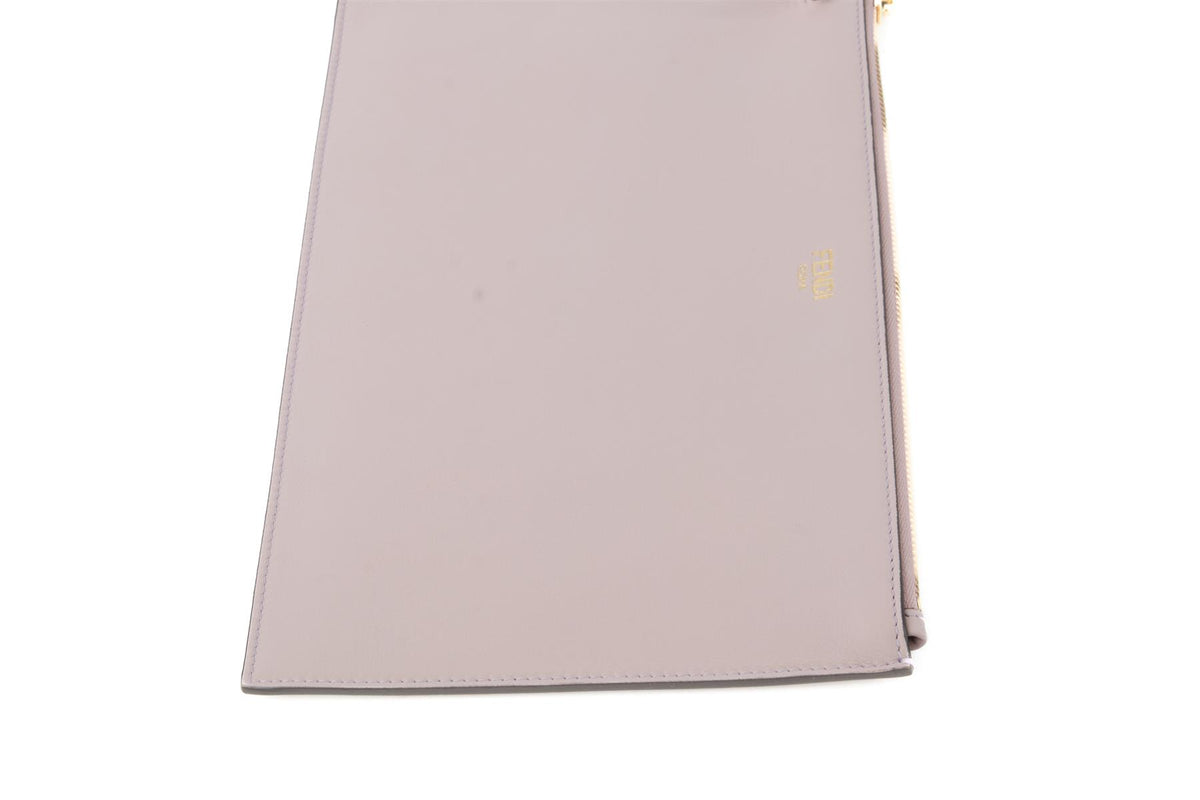 FENDI PINK 2025 FLAT POUCH MEDIUM LEATHER CLUTCH