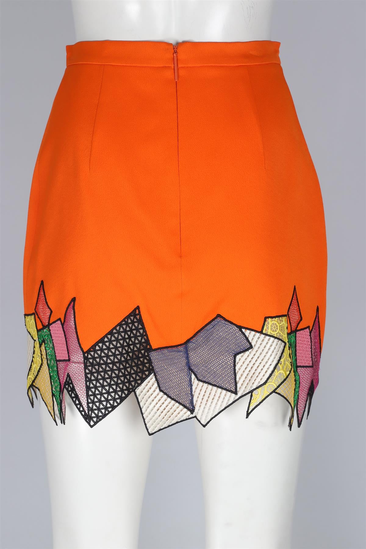 CHRISTOPHER KANE ORANGE CREPE MINI SKIRT UK 8