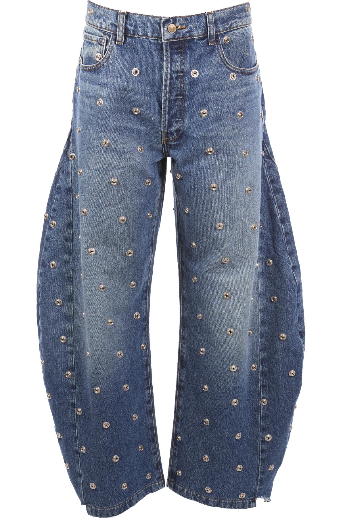 A.W.A.K.E MODE BLUE HIGH RISE BARREL LEG JEANS FR 42 UK 14