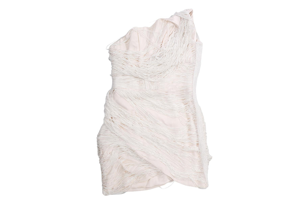 RALPH & RUSSO WHITE BEADED MINI DRESS XSMALL