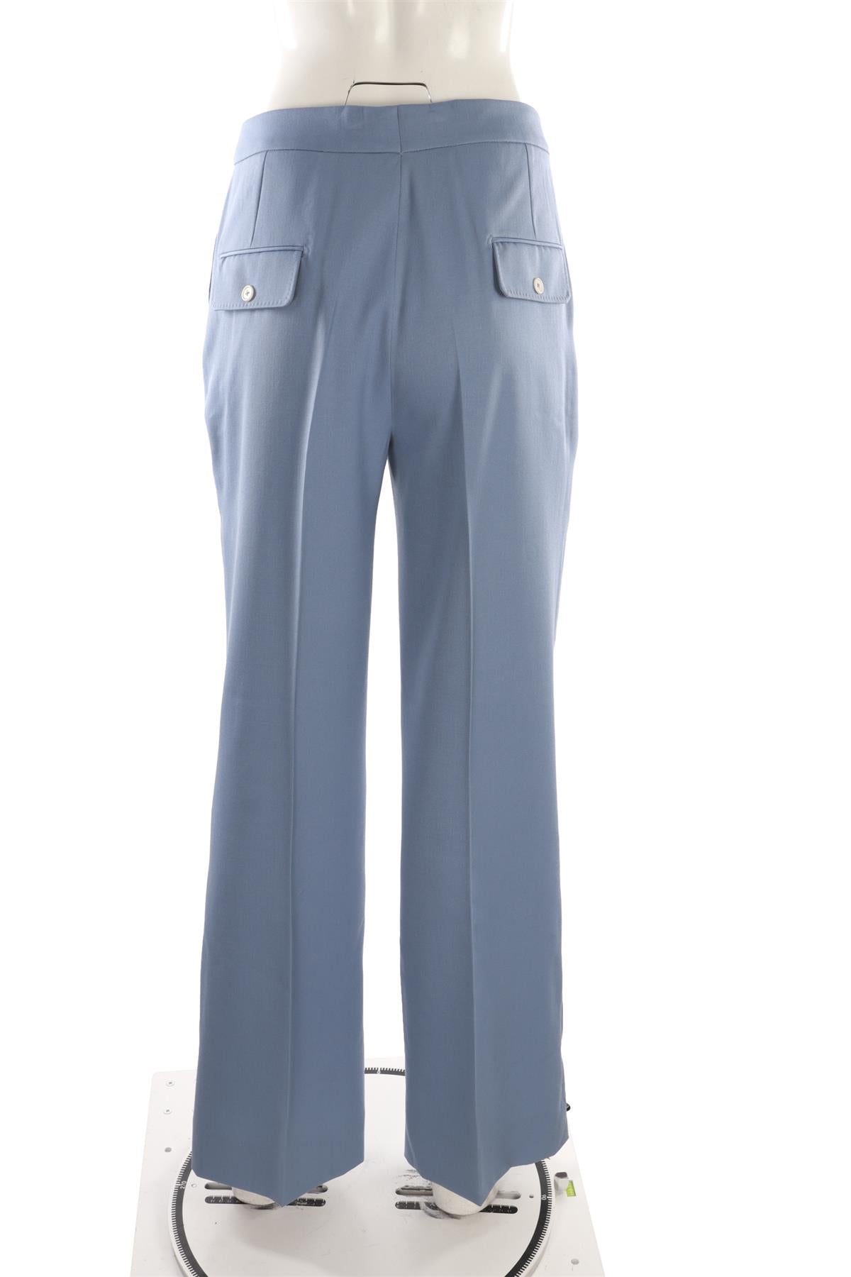 BLUE WOOL WIDE LEG PANTS