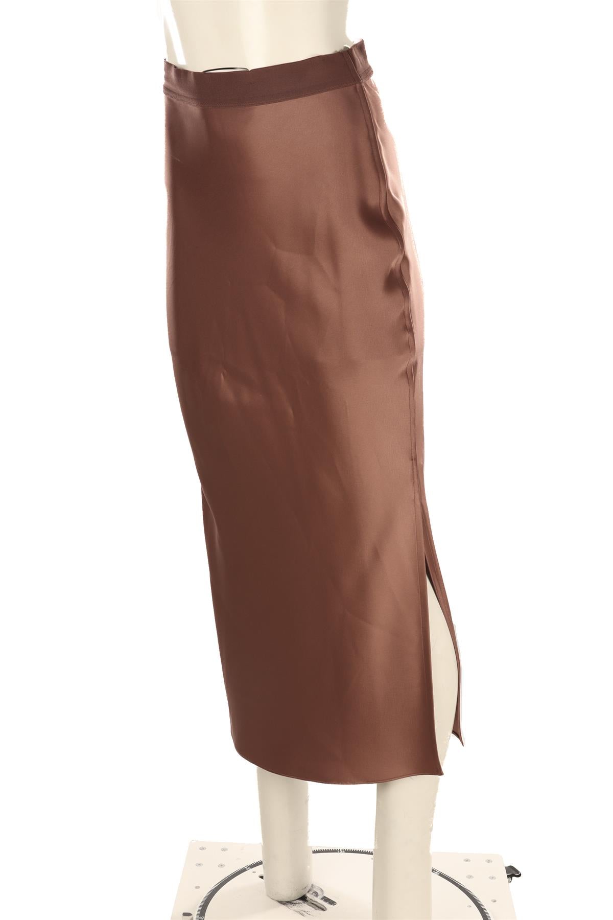 THEORY PINK SATIN MIDI SKIRT XSMALL