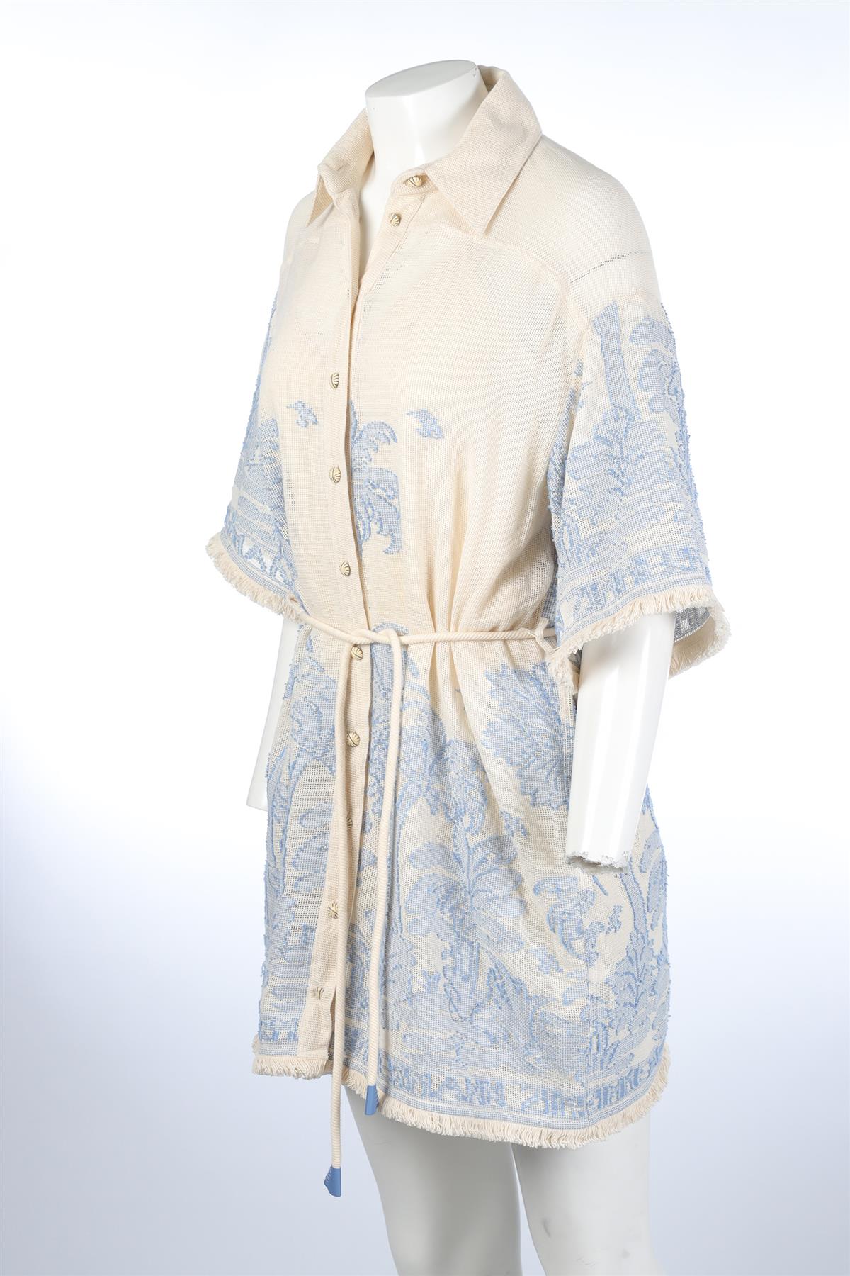 ZIMMERMANN BLUE COTTON MINI DRESS UK 12