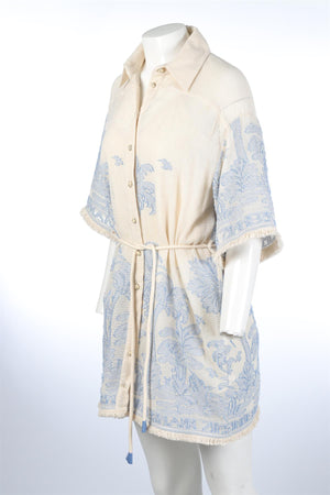 ZIMMERMANN BLUE COTTON MINI DRESS UK 12
