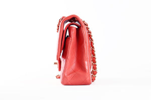 CHANEL ORANGE 2010 CLASSIC DOUBLE FLAP MEDIUM QUILTED LEATHER SHOULDER BAG