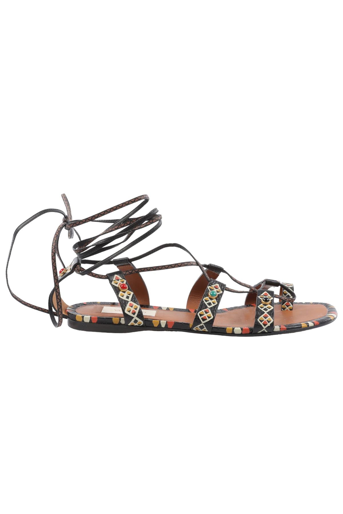 VALENTINO BLACK LEATHER SANDALS EU 37.5 UK 4.5 US 7.5
