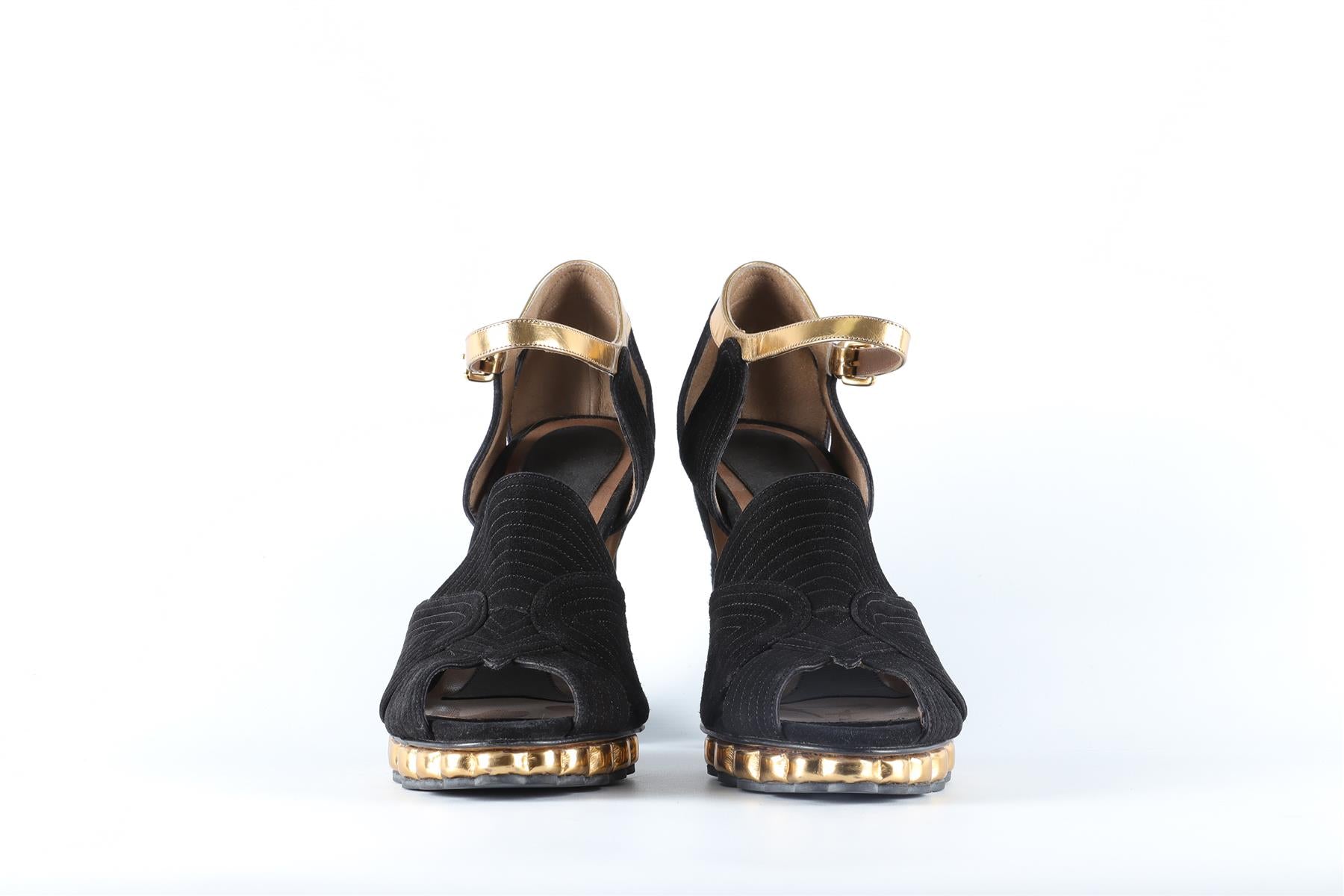 MARNI BLACK SUEDE SANDALS EU 40 UK 7 US 10