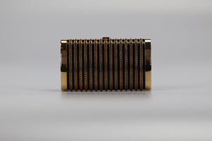 STARK CRYSTAL EMBELLISHED PYTHON AND GOLD TONE CLUTCH