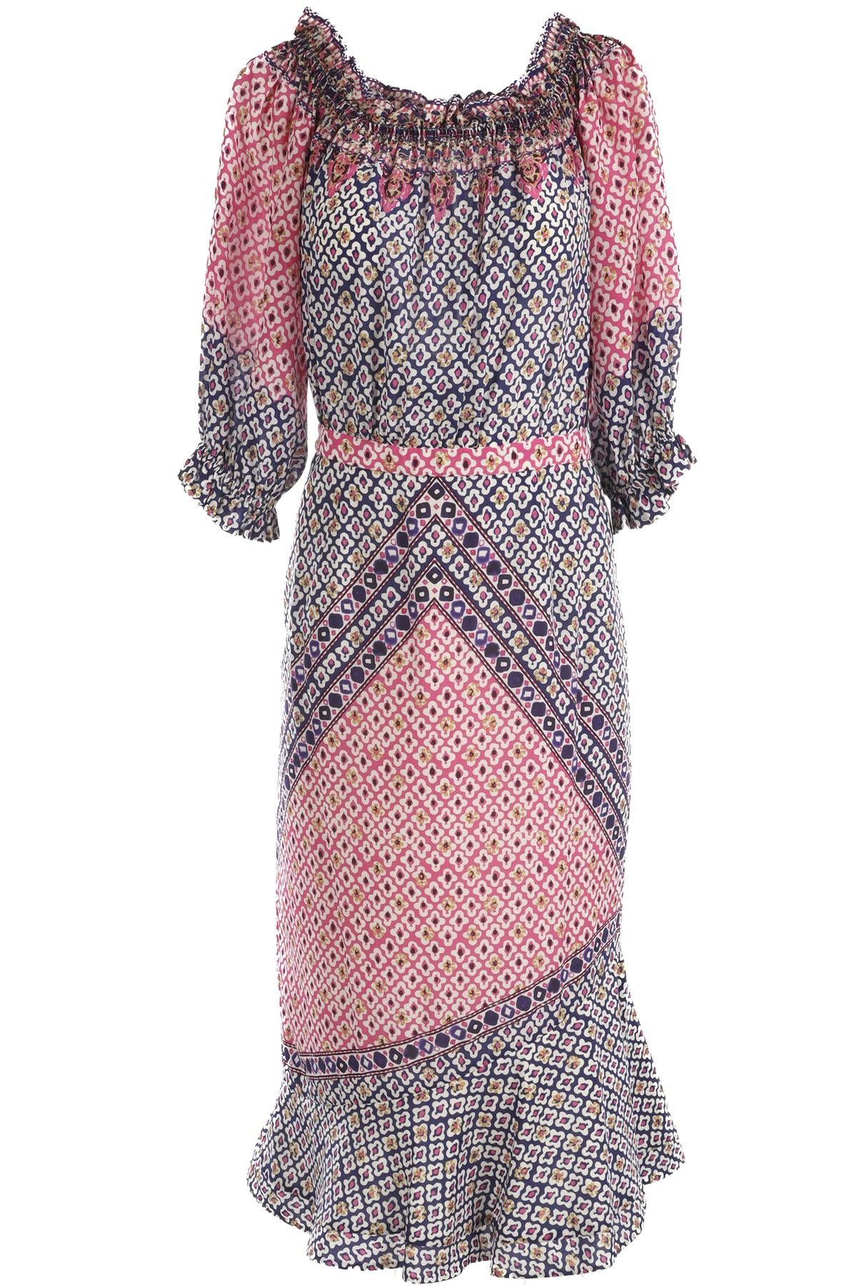 SALONI MULTI SILK MIDI DRESS UK 12