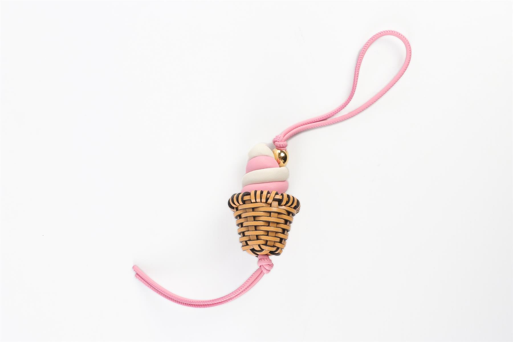 LOEWE + PAULA'S IBIZA PINK ICE CREAM LEATHER BAG CHARM