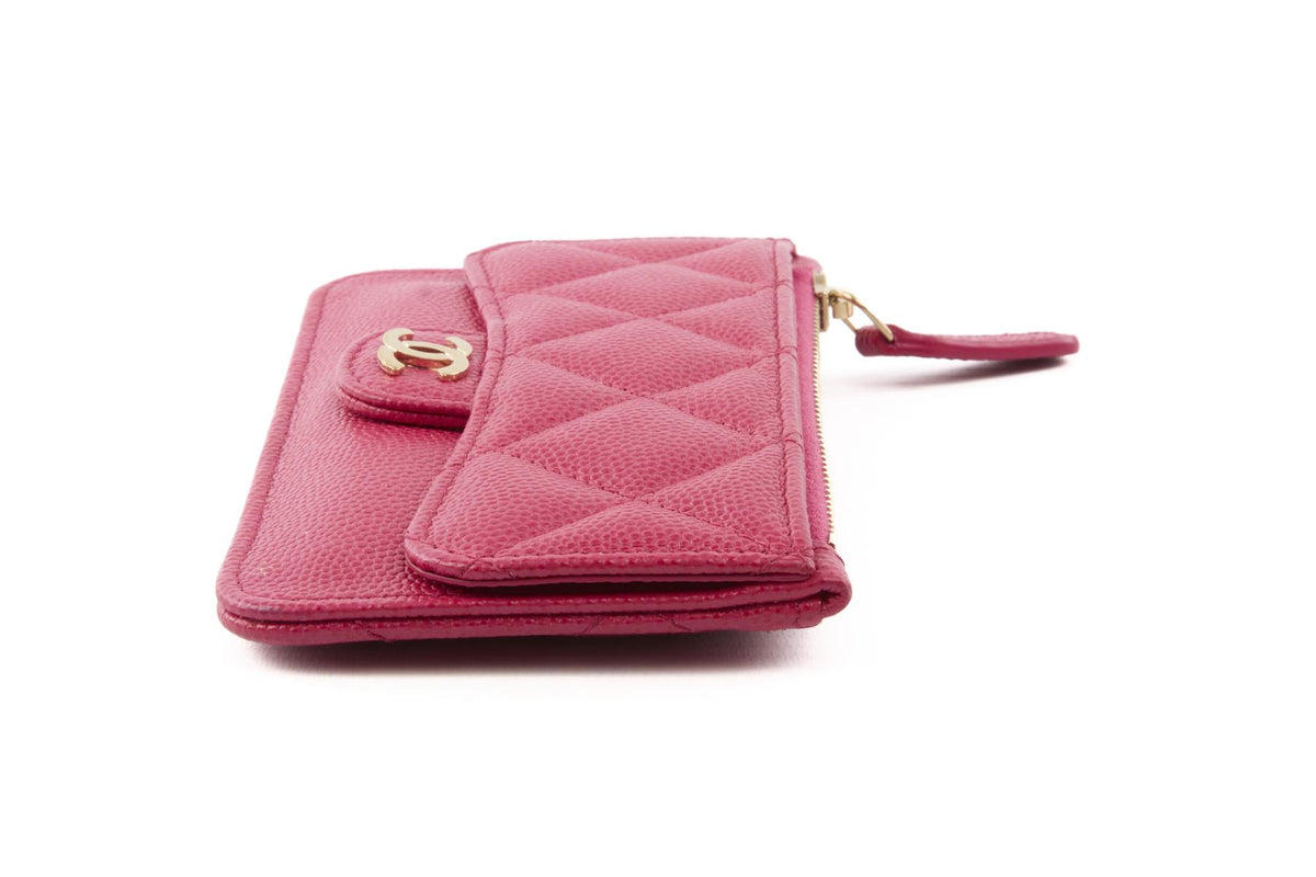 CHANEL PINK 2019 QUILTED CAVIAR LEATHER WALLET