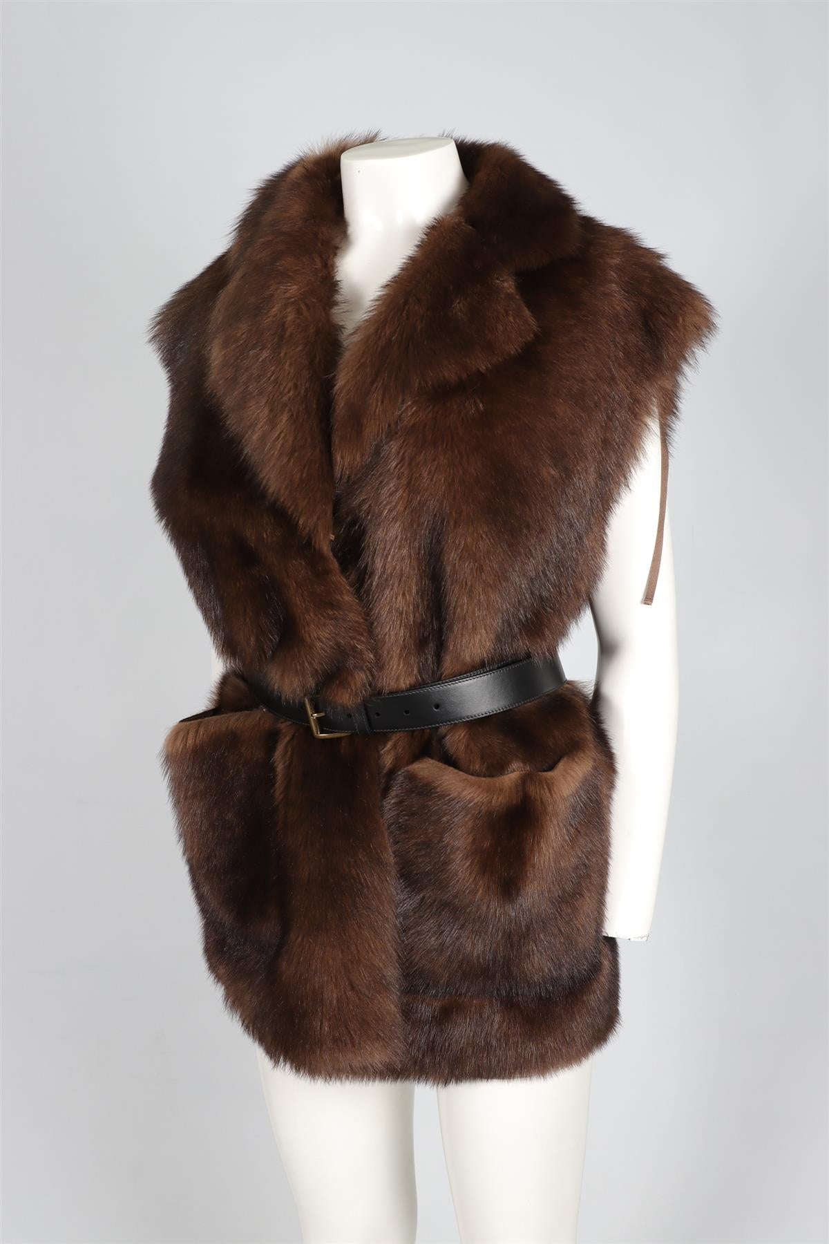 PRADA BROWN SHEARLING GILET IT 40 UK 8