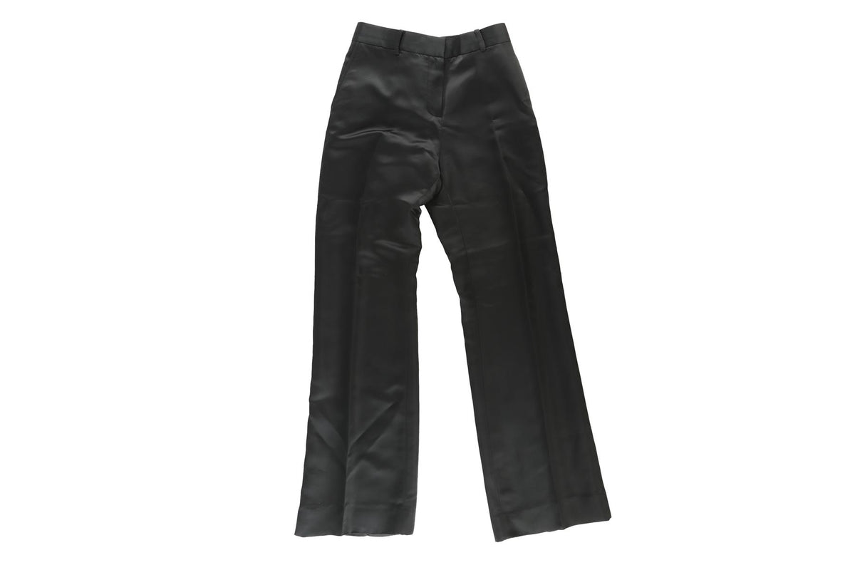 BELLA FREUD GREEN SATIN FLARED PANTS UK 10