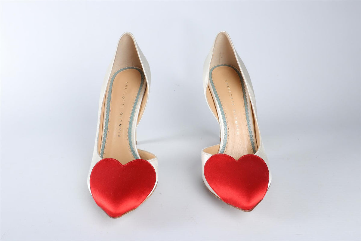 CHARLOTTE OLYMPIA WHITE SATIN PUMPS EU 37.5 UK 4.5 US 7.5