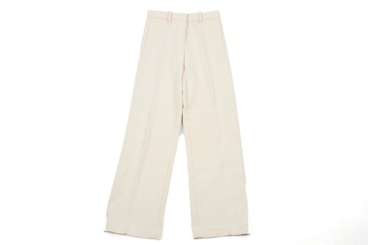 TORY BURCH CREAM WOVEN STRAIGHT LEG PANTS US 2 UK 6