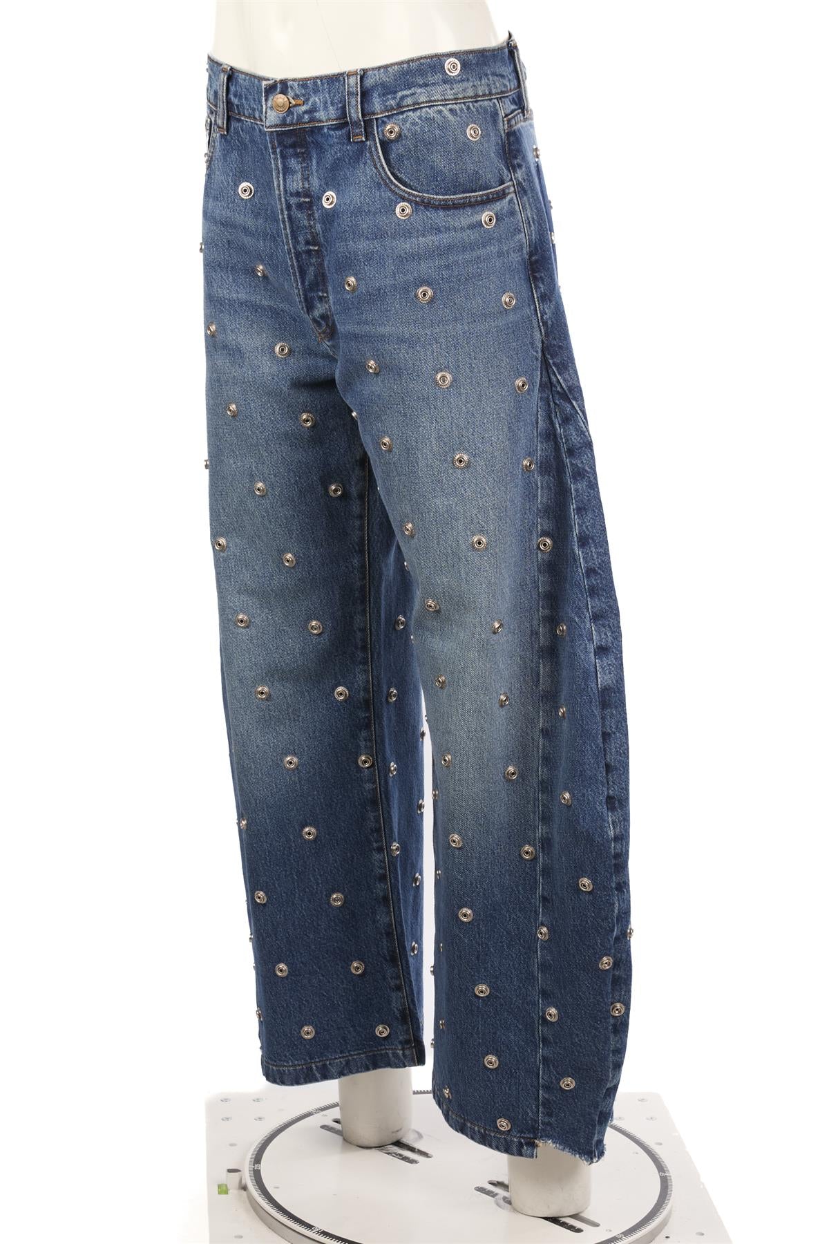 A.W.A.K.E MODE BLUE HIGH RISE BARREL LEG JEANS FR 42 UK 14