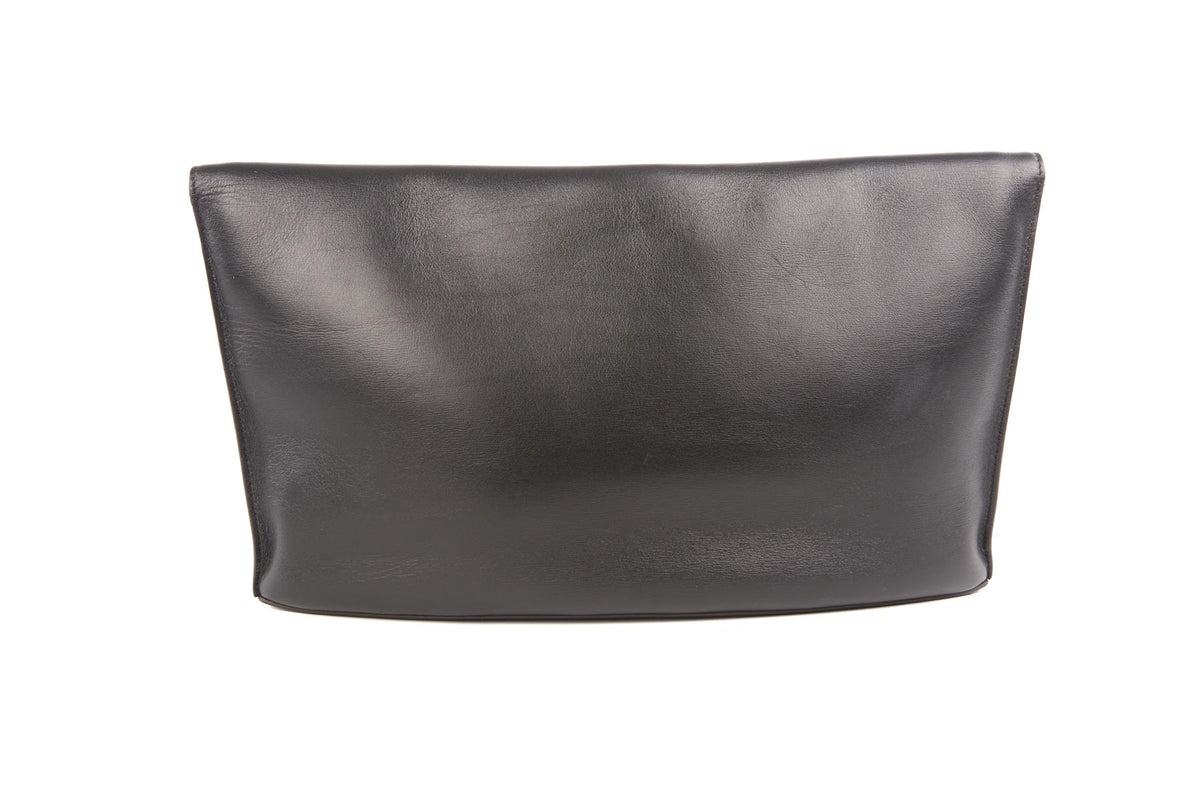 CELINE BLACK CURVE LEATHER CLUTCH