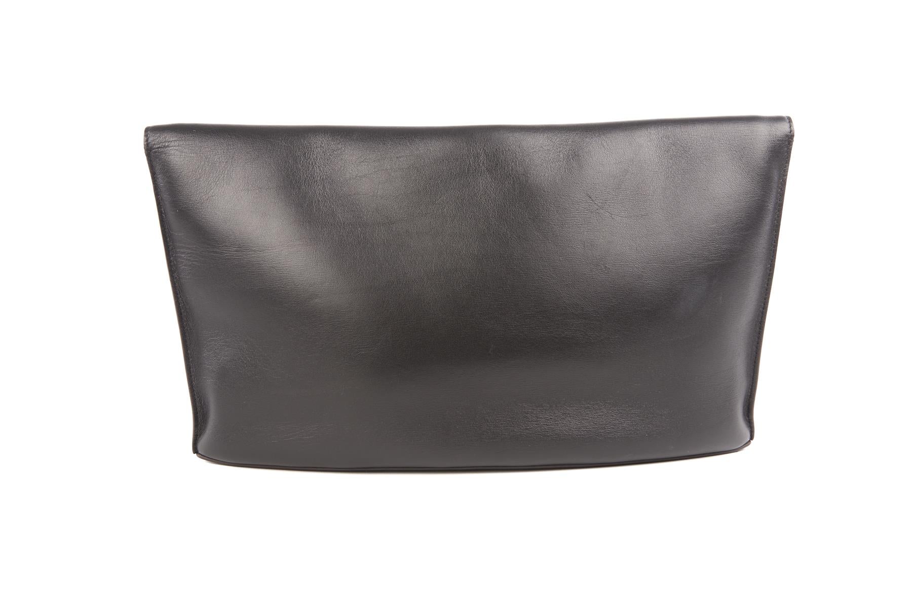 CELINE BLACK CURVE LEATHER CLUTCH