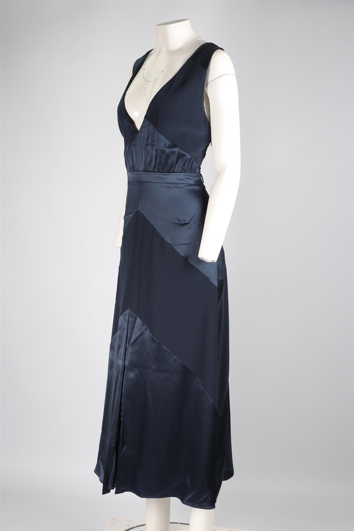 ALTUZARRA NAVY SILK MAXI DRESS IT 42 UK 10